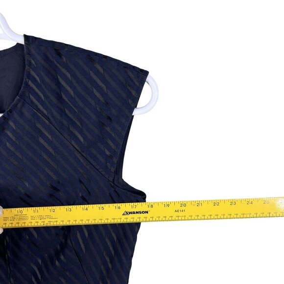 Theory Womens 8 Navy Textured Zip Front Sheath Dress Cap Sleeve Career Wear - Picture 11 of 16